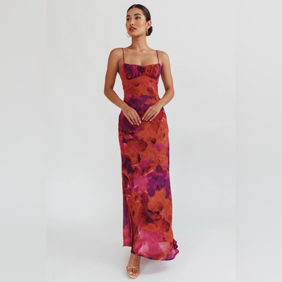 nerida low back twist maxi dress orange Nerida Low Back Twist Maxi Dress Orange